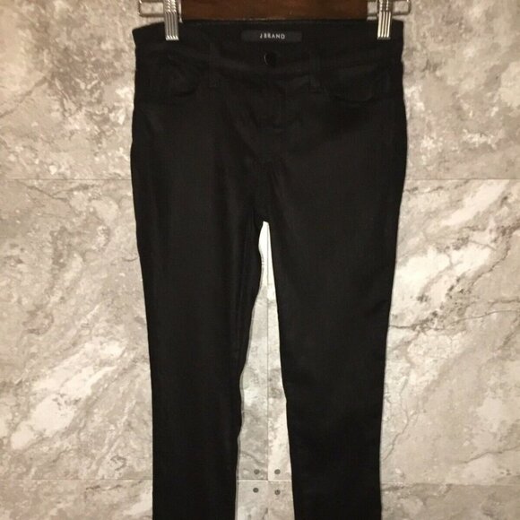 J BRAND Black Super Skinny Jeans Jegging Shiny 25 - Picture 1 of 9